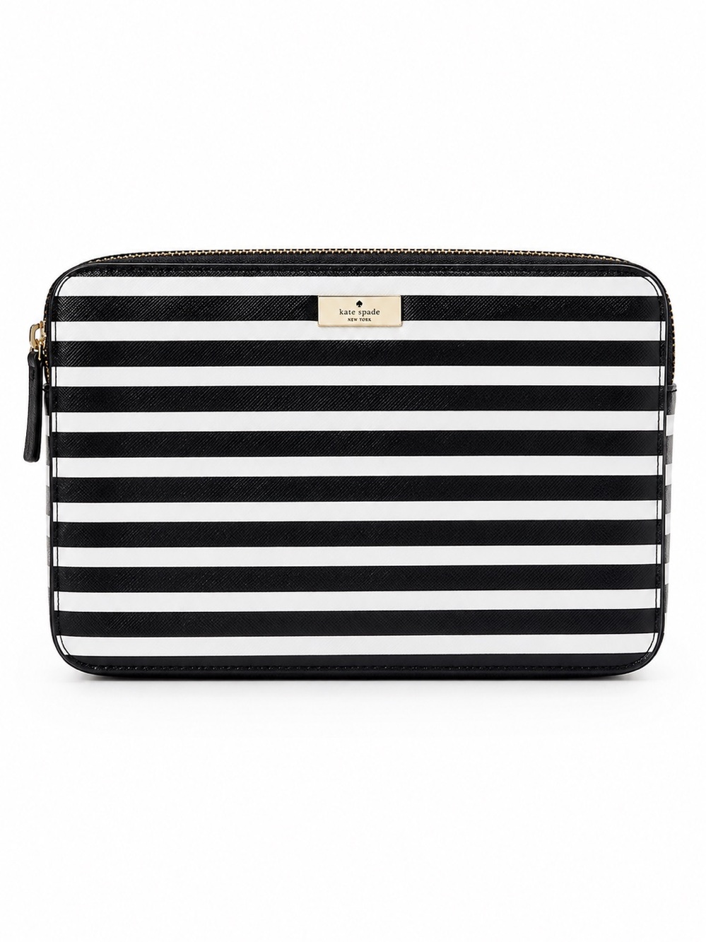 kate spade Black & White Striped Tablet Sleeve with Gold Accents